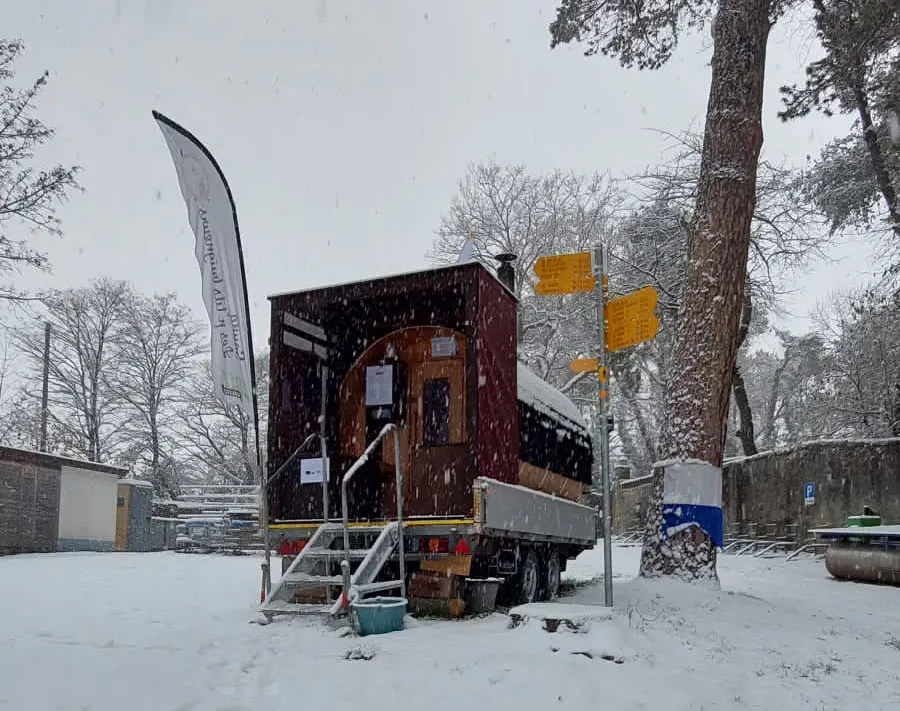Sauna Les P'tits Baigneurs en hiver